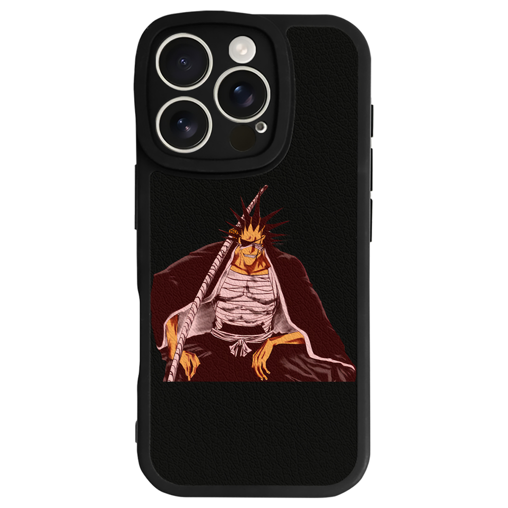 （画像用） ブリーチ ざらき けんぱち BLEACH Zaraki Kenpachi 【iPhone 16シリーズ対応】シリコンスマホケース（レザー調） 材質：シリコン